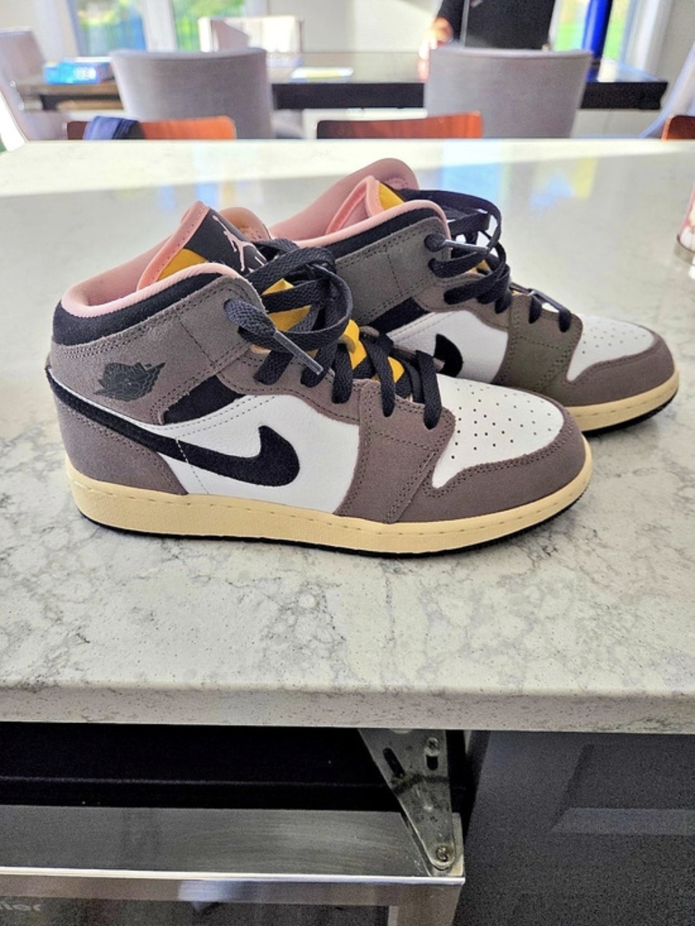 Nike Air Jordan 1 Mid Gray & White Sneakers US 5.5Y